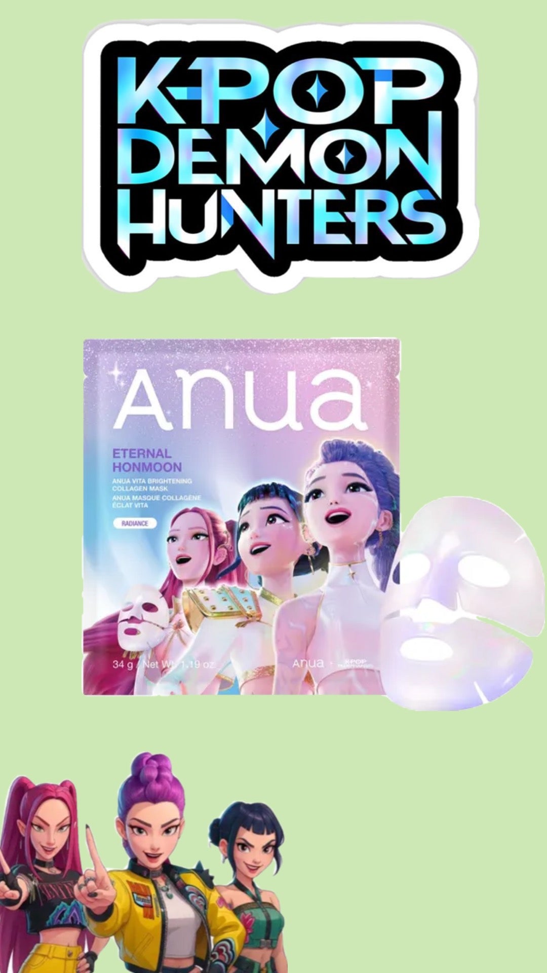 ANUA X K-POP DEMON HUNTERS ETERNAL HONMOON VITA BRIGHTENING COLLAGEN MASK 34G