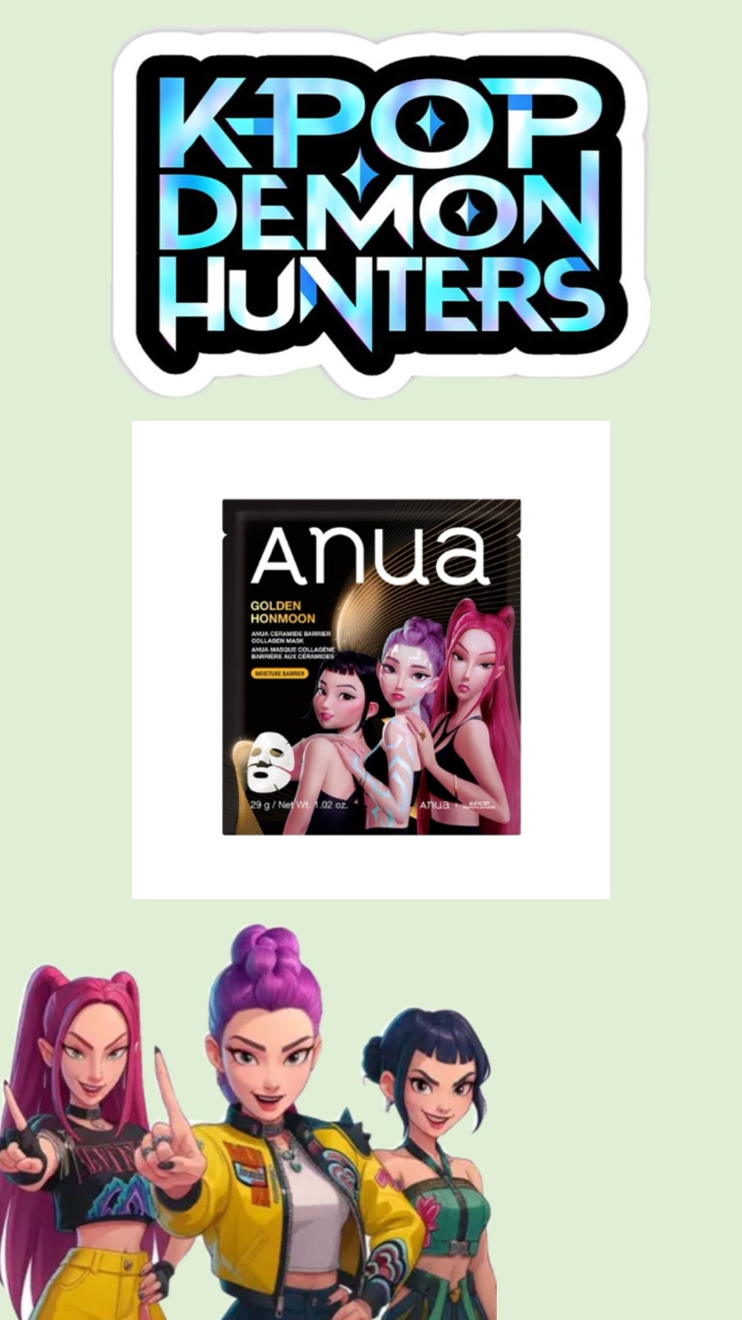ANUA X K-POP DEMON HUNTERS GOLDEN HONMOON CERAMIDE BARRIER COLLAGEN MASK 29G
